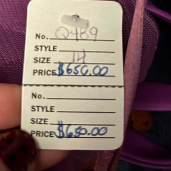 Allure Bridals Purple Sequin Tulle Ball Gown with Puffy Sleeves - Picture 15 of 17